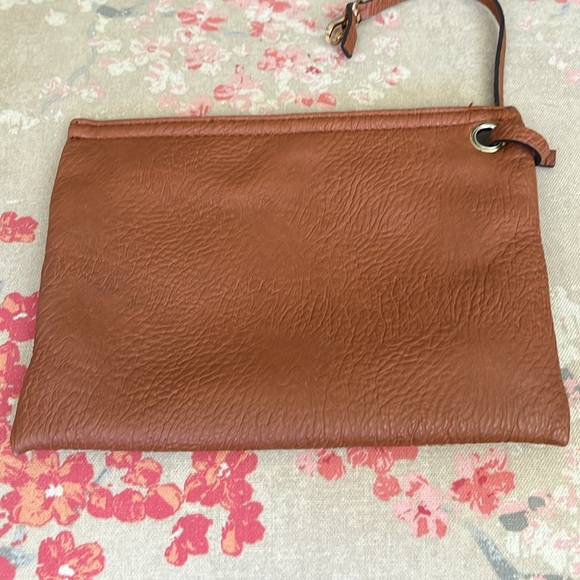 Lucky Brand Faux Leather Brown Small Pouch Zipper Bag, Make Up, Travel, Flat - Picture 10 of 11